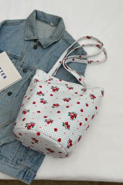 Japanese-Style Floral Canvas Bucket Bag for Women - 2025 Versatile Large Capacity Shoulder Tote for Commuting