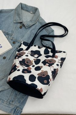 Japanese-Style Floral Canvas Bucket Bag for Women - 2025 Versatile Large Capacity Shoulder Tote for Commuting