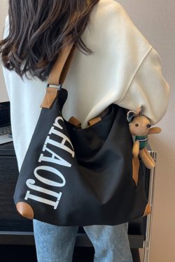 Japanese-Style Large Capacity Canvas Tote Bag for Women - Versatile Casual Commuting Handbag & Crossbody Bag