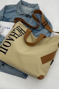 Japanese-Style Large Capacity Canvas Tote Bag for Women - Versatile Casual Commuting Handbag & Crossbody Bag