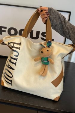 Japanese-Style Large Capacity Canvas Tote Bag for Women - Versatile Casual Commuting Handbag & Crossbody Bag