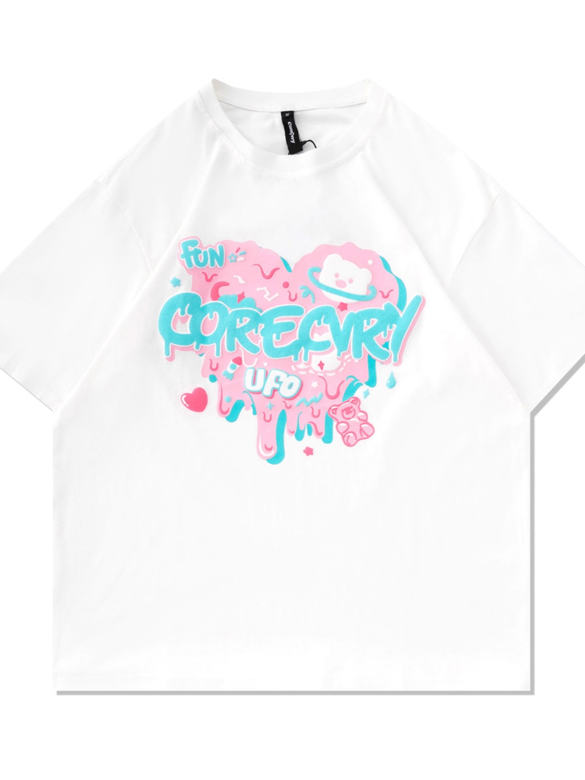 Japanese-Style Retro Cartoon Bear Cotton Short-Sleeve T-Shirt Plus Size for Women & Men - Trendy Loose Fit for Y2K Fashion Japanese-Style Retro Cartoon Bear Cotton Short-Sleeve T-Shirt Plus Size for Women & Men - Trendy Loose Fit for Y2K Fashion