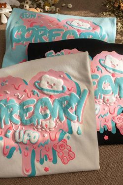 Japanese-Style Retro Cartoon Bear Cotton Short-Sleeve T-Shirt Plus Size for Women & Men - Trendy Loose Fit for Y2K Fashion