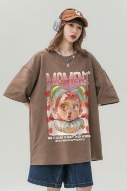 Japanese-Style Retro Cotton Short Sleeve T-Shirt for Men & Women, Plus Size Loose Fit Casual Couple Top