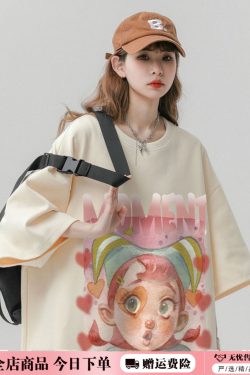 Japanese-Style Retro Cotton Short Sleeve T-Shirt for Men & Women, Plus Size Loose Fit Casual Couple Top