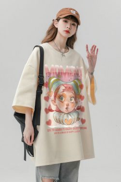 Japanese-Style Retro Cotton Short Sleeve T-Shirt for Men & Women, Plus Size Loose Fit Casual Couple Top