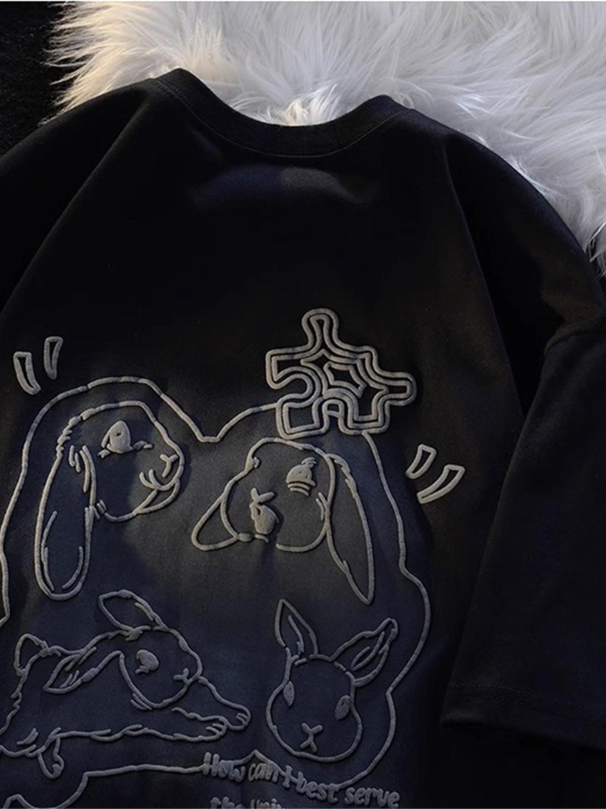 Japanese-Style Sweet Rabbit Print Short-Sleeve T-Shirt for Men & Women, Plus Size, Loose-Fitting, College Style, Pure Cotton, Versatile Couple Top Japanese-Style Sweet Rabbit Print Short-Sleeve T-Shirt for Men & Women, Plus Size, Loose-Fitting, College Style, Pure Cotton, Versatile Couple Top