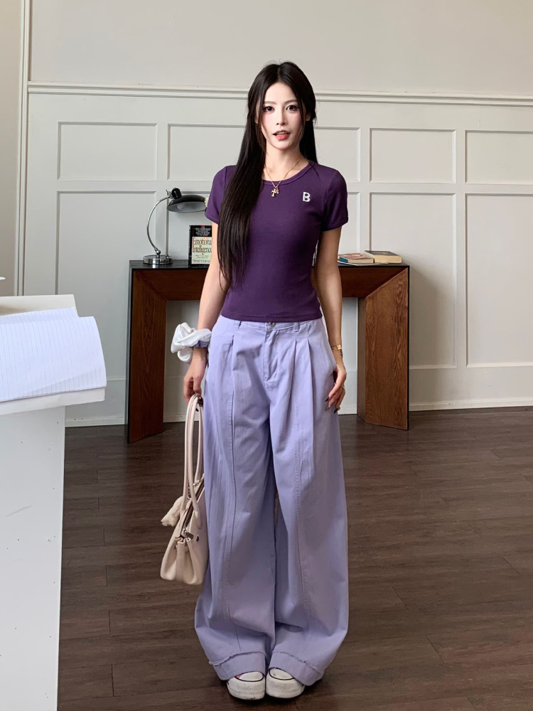 Khaki Draped Loose Straight Casual Pants for Women - Summer Korean Style Wide Leg Floor-Length Trousers Khaki Draped Loose Straight Casual Pants for Women - Summer Korean Style Wide Leg Floor-Length Trousers