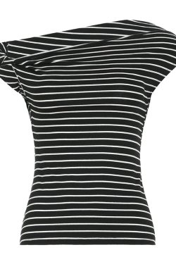 Korean Aesthetic Striped One-Shoulder Sheer Long Sleeve T-Shirt Top for Women - Lightweight Versatile Fashion Essential