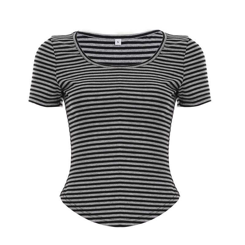 Korean Aesthetic Striped One-Shoulder Sheer Long Sleeve T-Shirt Top for Women - Lightweight Versatile Fashion Essential Korean Aesthetic Striped One-Shoulder Sheer Long Sleeve T-Shirt Top for Women - Lightweight Versatile Fashion Essential