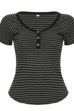 Korean Aesthetic Striped One-Shoulder Sheer Long Sleeve T-Shirt Top for Women - Lightweight Versatile Fashion Essential