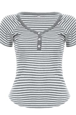 Korean Aesthetic Striped One-Shoulder Sheer Long Sleeve T-Shirt Top for Women - Lightweight Versatile Fashion Essential