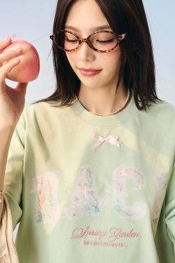 Korean Fairy Style Short Sleeve Sunscreen T-shirt - Cool Feeling Solona Tee for Summer, Playful Design, Perfect for Y2K Fashion