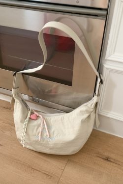 Korean-Style Casual Dumpling Bag - 2025 Fashion Letter Embroidery Saddle Bag, Versatile Minimalist Elegant Shoulder Bag