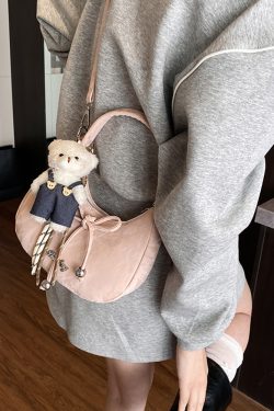 Korean Style Crescent Underarm Bag for Women, Bowknot Handbag, High-End Feel, Spring/Summer Crossbody, 2025 New Model