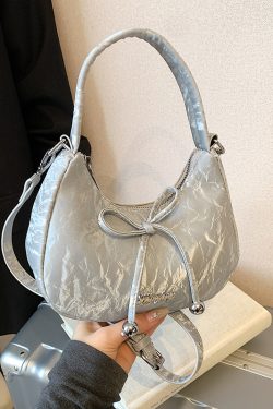 Korean Style Crescent Underarm Bag for Women, Bowknot Handbag, High-End Feel, Spring/Summer Crossbody, 2025 New Model