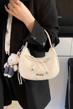 Korean Style Crescent Underarm Bag for Women, Bowknot Handbag, High-End Feel, Spring/Summer Crossbody, 2025 New Model