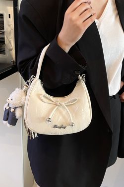 Korean Style Crescent Underarm Bag for Women, Bowknot Handbag, High-End Feel, Spring/Summer Crossbody, 2025 New Model