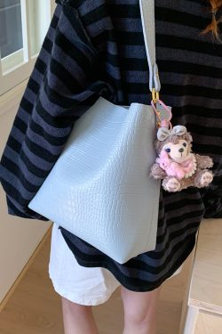 Korean-Style Crocodile Pattern Versatile Shoulder Bag for Women - 2025 Summer High-End Crossbody Bucket Bag