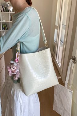 Korean-Style Crocodile Pattern Versatile Shoulder Bag for Women - 2025 Summer High-End Crossbody Bucket Bag