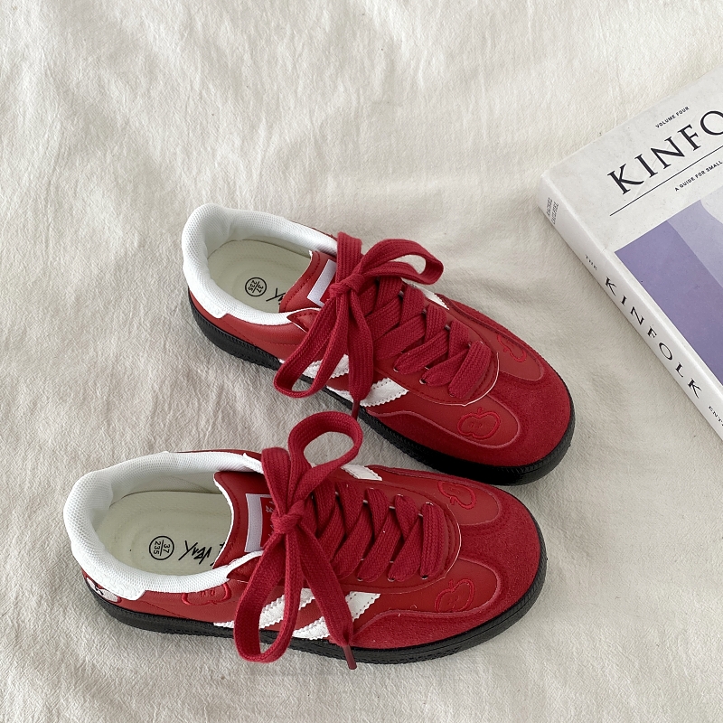 Korean Style Green Apple Training Shoes for Women - 2025 Casual White Sneakers, Versatile A-Gan Board Shoes Korean Style Green Apple Training Shoes for Women - 2025 Casual White Sneakers, Versatile A-Gan Board Shoes