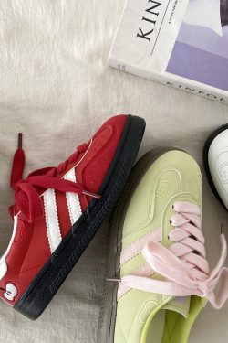 Korean Style Green Apple Training Shoes for Women - 2025 Casual White Sneakers, Versatile A-Gan Board Shoes