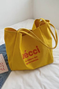 Korean Style Harajuku Canvas Tote Bag for Women, 2025 Large Capacity Simple Japanese Design, Versatile Shoulder Bag