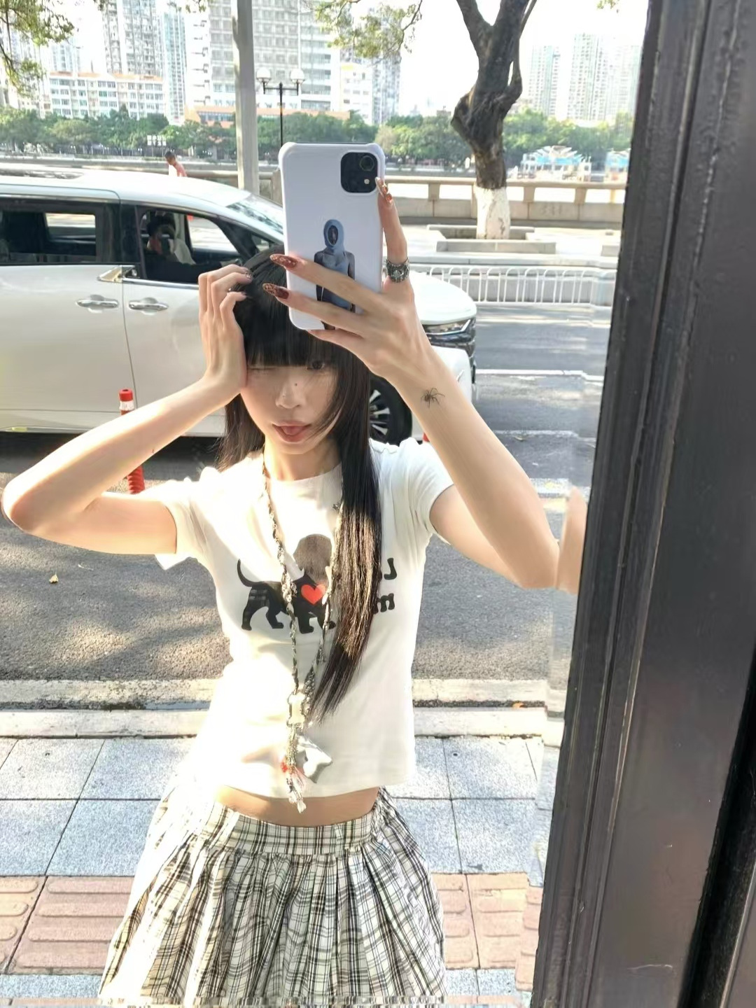 Korean Style Heart Dog Print Short Sleeve T-Shirt for Women - 2025 Summer American Retro Slim Fit Fashion Top Korean Style Heart Dog Print Short Sleeve T-Shirt for Women - 2025 Summer American Retro Slim Fit Fashion Top