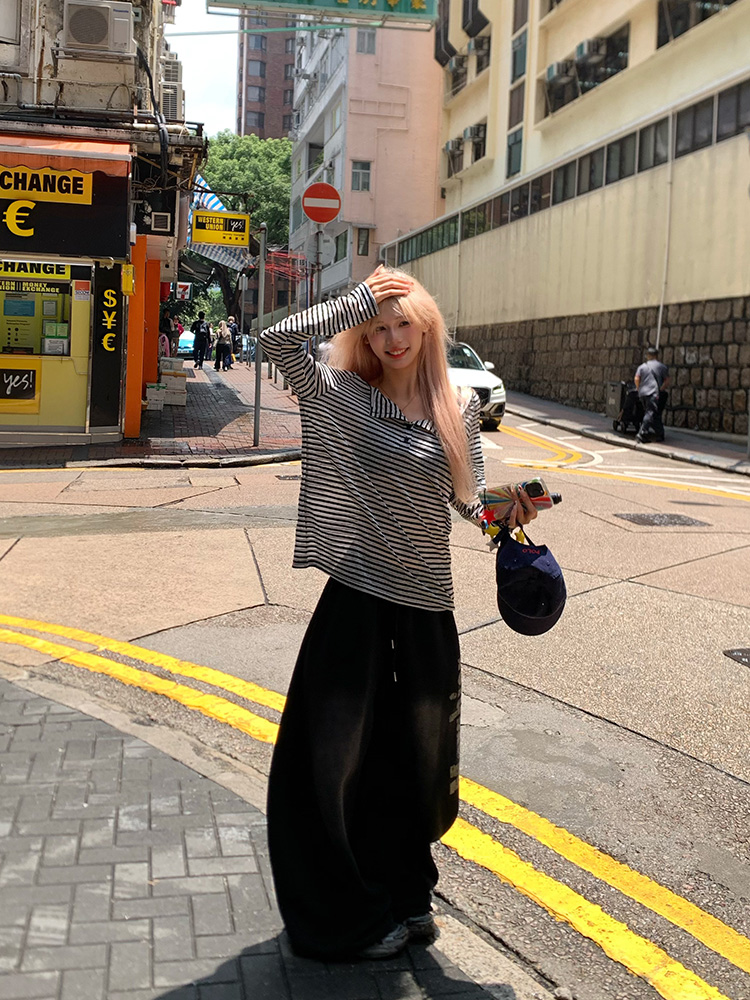 Korean Style High-End Striped Color-Blocking Long Sleeve Top for Women, Slim Fit Sun Protection Shirt for Summer Korean Style High-End Striped Color-Blocking Long Sleeve Top for Women, Slim Fit Sun Protection Shirt for Summer