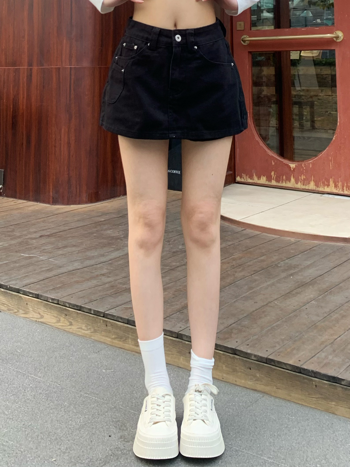 Korean Style High Waist White A-Line Denim Skirt Shorts for Women - Slimming, Versatile Summer Fashion with Pockets Korean Style High Waist White A-Line Denim Skirt Shorts for Women - Slimming, Versatile Summer Fashion with Pockets