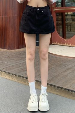 Korean Style High Waist White A-Line Denim Skirt Shorts for Women - Slimming, Versatile Summer Fashion with Pockets