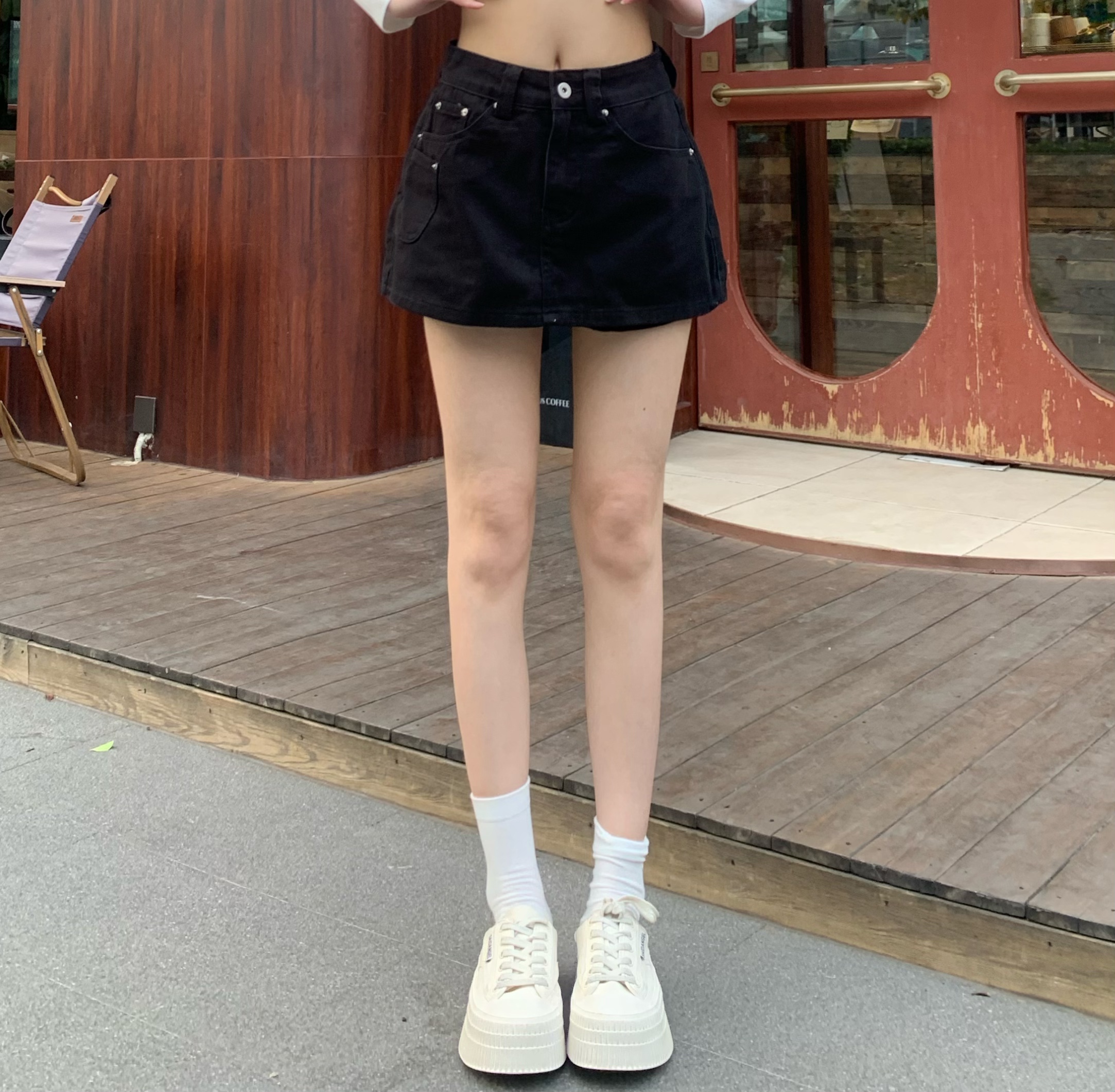 Korean Style High Waist White A-Line Denim Skirt Shorts for Women - Slimming, Versatile Summer Fashion with Pockets Korean Style High Waist White A-Line Denim Skirt Shorts for Women - Slimming, Versatile Summer Fashion with Pockets