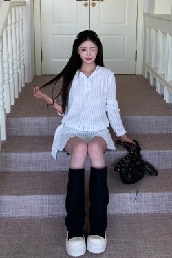 Korean Style Lace Hollow Long Sleeve Knitted Top - Unique Chic Hooded Dress for Spring Summer - Trendy 3MER Inspired Look