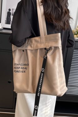 Korean Style Large Capacity Canvas Shoulder Bag for Women - Versatile Casual Tote for Students, Perfect for Class and Everyday Use