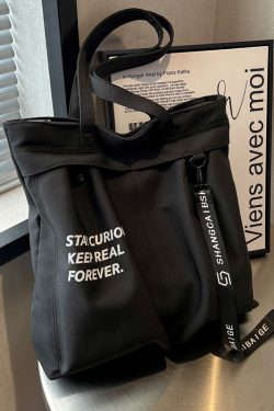 Korean Style Large Capacity Canvas Shoulder Bag for Women - Versatile Casual Tote for Students, Perfect for Class and Everyday Use