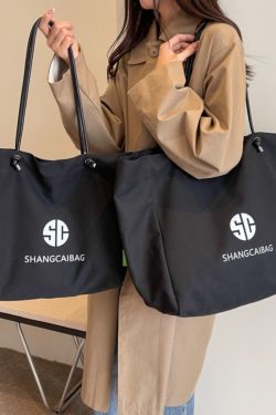 Korean Style Large Capacity Canvas Tote Bag for Women - Fashionable Portable Shopping & Casual Commuting Shoulder Bag