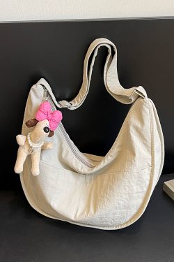 Korean-Style Large Capacity Casual Dumpling Bag for Women, 2025 Summer Versatile Nylon Commuting Shoulder Bag