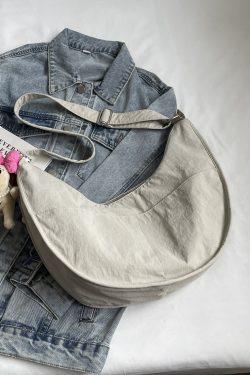 Korean-Style Large Capacity Casual Dumpling Bag for Women, 2025 Summer Versatile Nylon Commuting Shoulder Bag