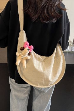 Korean-Style Large Capacity Casual Dumpling Bag for Women, 2025 Summer Versatile Nylon Commuting Shoulder Bag