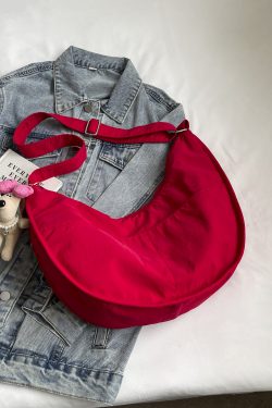 Korean-Style Large Capacity Casual Dumpling Bag for Women, 2025 Summer Versatile Nylon Commuting Shoulder Bag