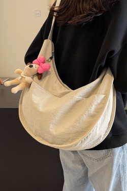 Korean-Style Large Capacity Casual Dumpling Bag for Women, 2025 Summer Versatile Nylon Commuting Shoulder Bag