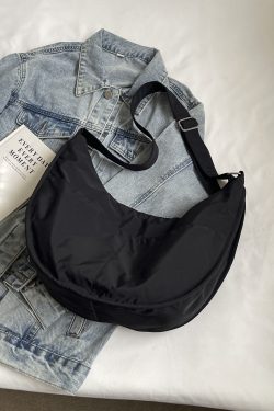 Korean-Style Large Capacity Casual Dumpling Bag for Women, 2025 Summer Versatile Nylon Commuting Shoulder Bag