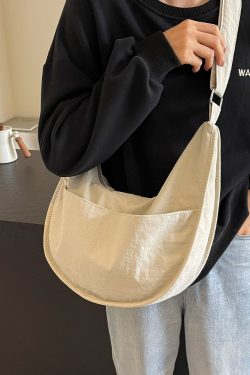 Korean-Style Large Capacity Casual Dumpling Bag for Women, 2025 Summer Versatile Nylon Commuting Shoulder Bag