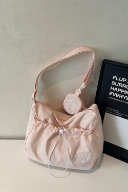 Korean Style Large Capacity Tote Bag - Trendy Nylon Dumpling Shoulder Bag for Casual Spring 2025 Fashion