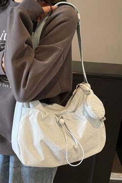 Korean Style Large Capacity Tote Bag - Trendy Nylon Dumpling Shoulder Bag for Casual Spring 2025 Fashion