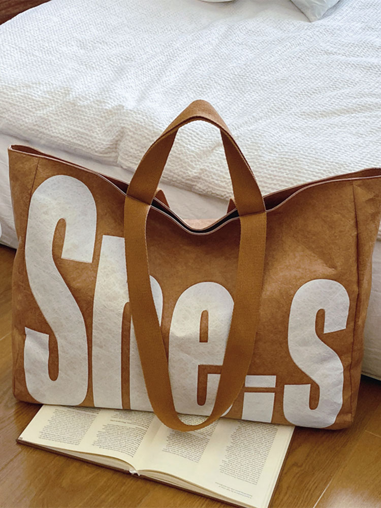 Korean-Style Large-Capacity Tote Bag for Women - 2025 Autumn Winter Literary Letter Print Shoulder Bag, Versatile Fashion Accessory Korean-Style Large-Capacity Tote Bag for Women - 2025 Autumn Winter Literary Letter Print Shoulder Bag, Versatile Fashion Accessory