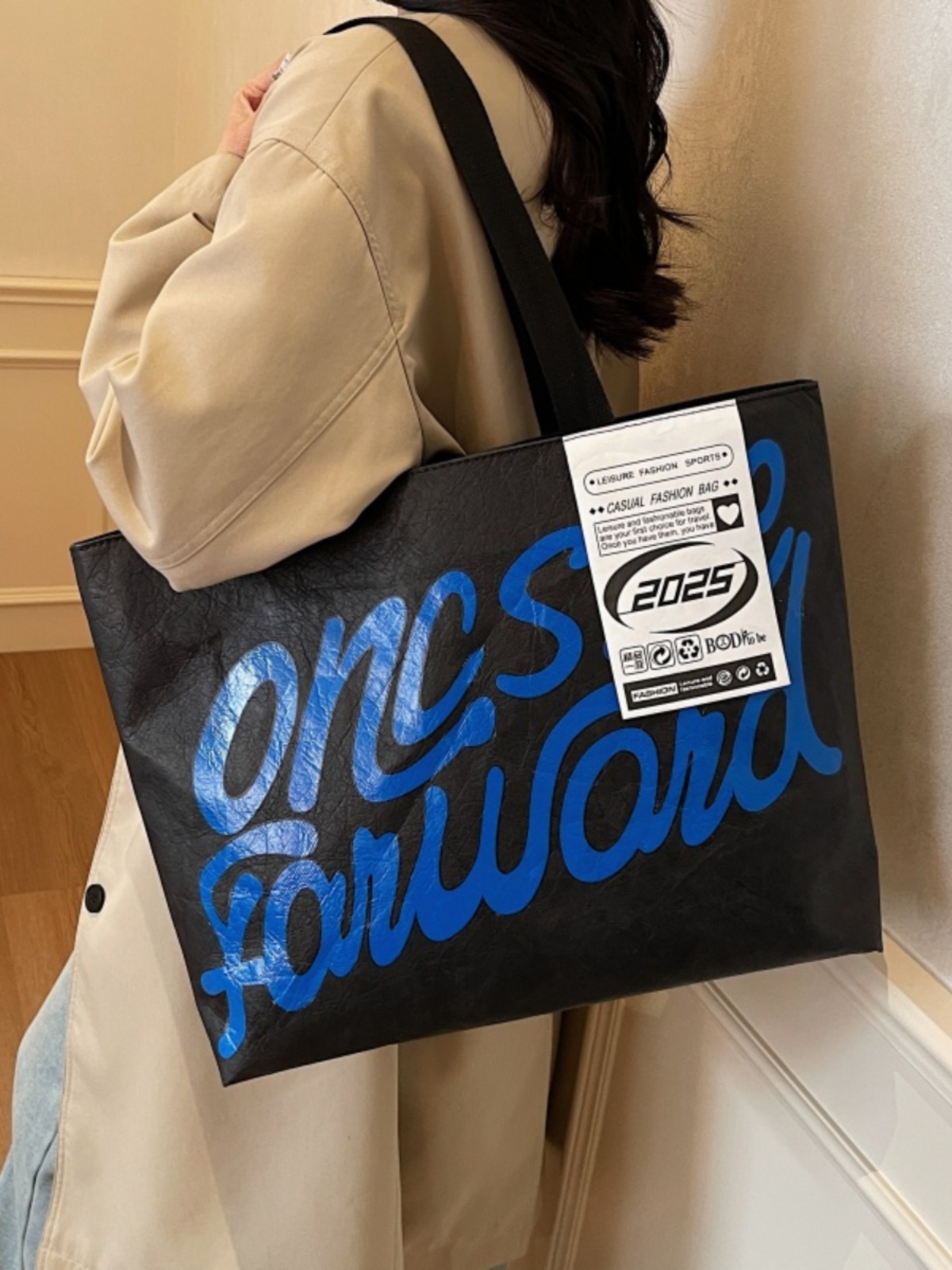 Korean-Style Large Capacity Tote Bag for Women - 2025 DuPont Paper Shoulder Bag for Class and Commuting Korean-Style Large Capacity Tote Bag for Women - 2025 DuPont Paper Shoulder Bag for Class and Commuting