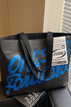 Korean-Style Large Capacity Tote Bag for Women - 2025 DuPont Paper Shoulder Bag for Class and Commuting