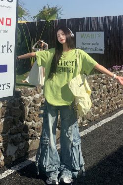 Korean Style Loose Casual Short Sleeve T-Shirt for Women with American Letter Print - Summer Round Neck Couple Top