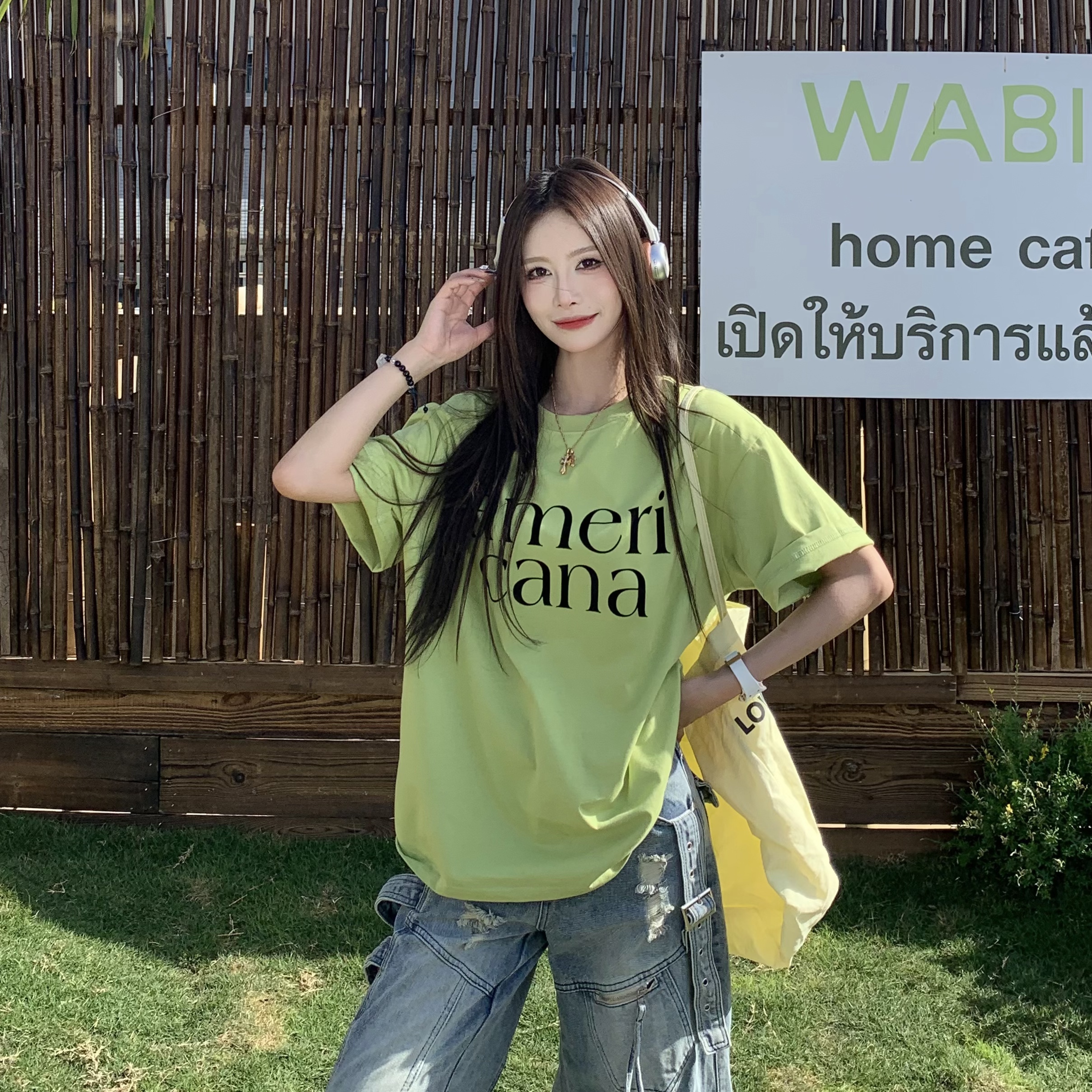 Korean Style Loose Casual Short Sleeve T-Shirt for Women with American Letter Print - Summer Round Neck Couple Top Korean Style Loose Casual Short Sleeve T-Shirt for Women with American Letter Print - Summer Round Neck Couple Top